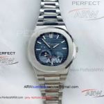 Perfect Replica Patek Philippe Watch Nautilus Moon phase Blue Dial